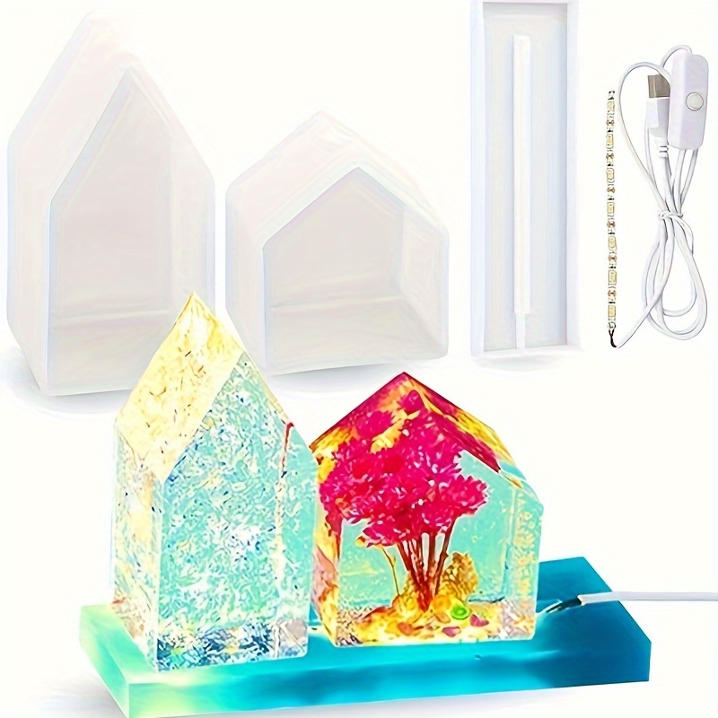 House Shape Light Resin Silicone Molds Lamp Holder Mold For - Temu