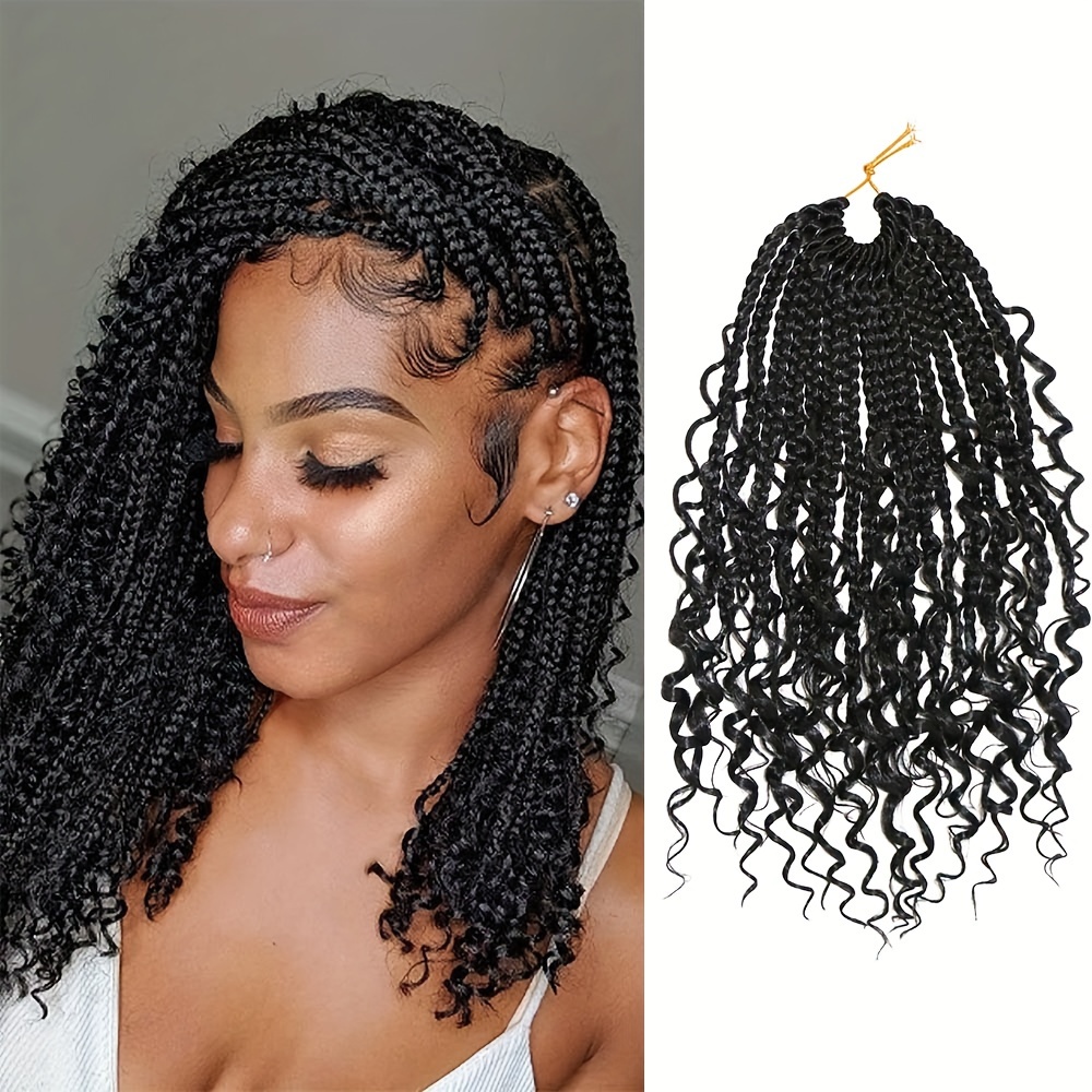 New Goddess Box Braids Crochet Hair Curly Ends Bohemian - Temu