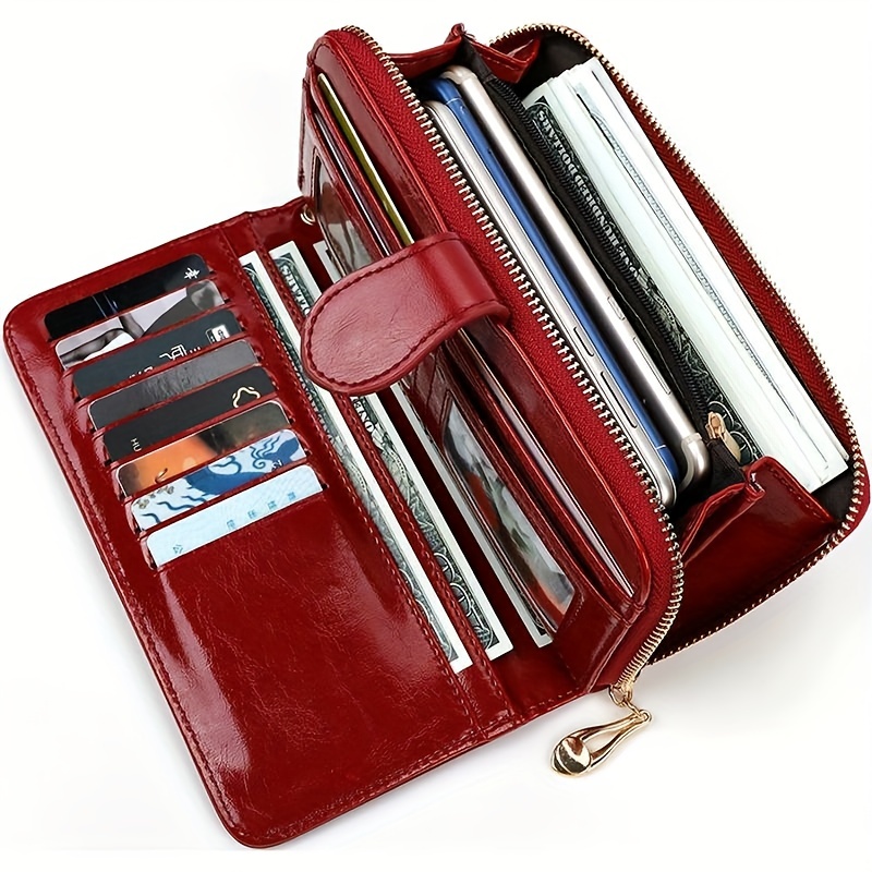 

Vintage Solid Color Long Wallet, Clutch Credit Card Holder, Women's Faux Leather Purse