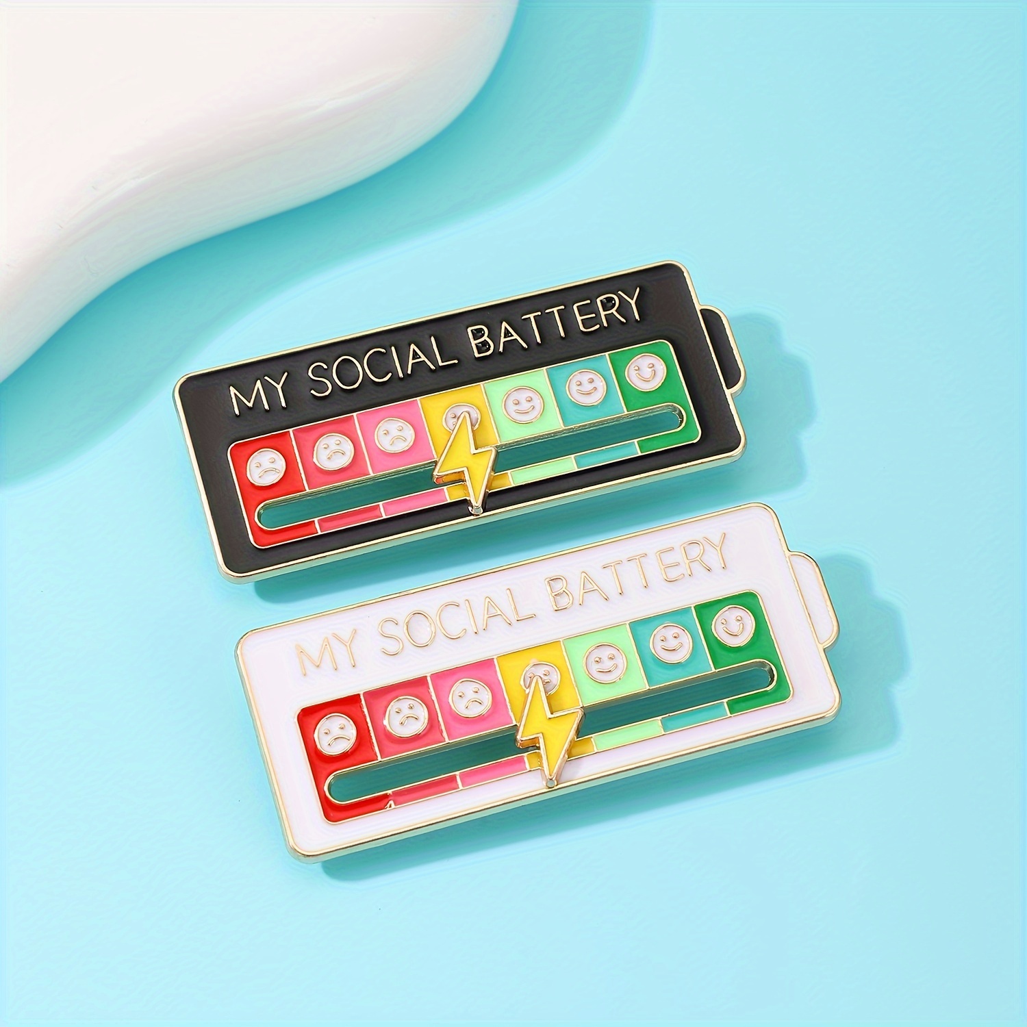 Creative Enamel Social Battery Pin With Mood Indicator