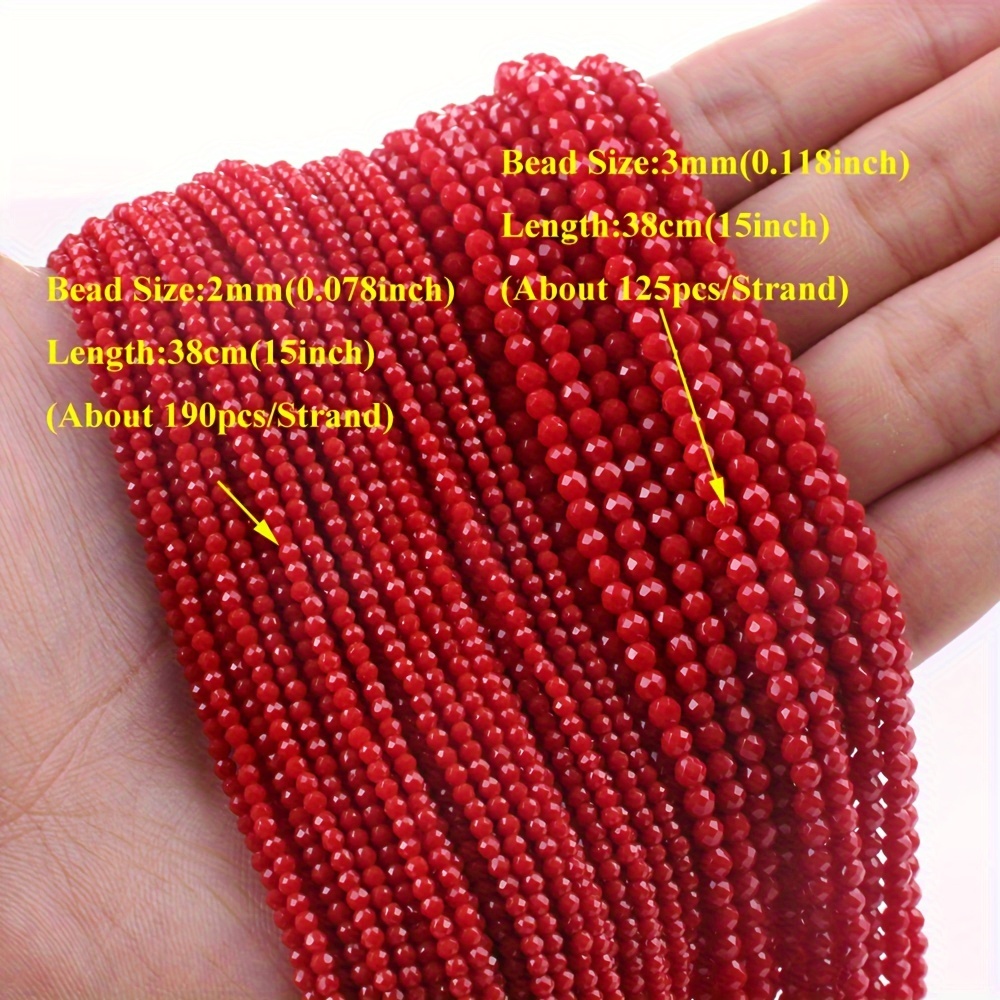 45pcs/set Transparent Red Crystal Beads Gemstones, Glass Beads Multifacted  Spacer Beads For DIY Bracelet Beads Jewelry Accessories