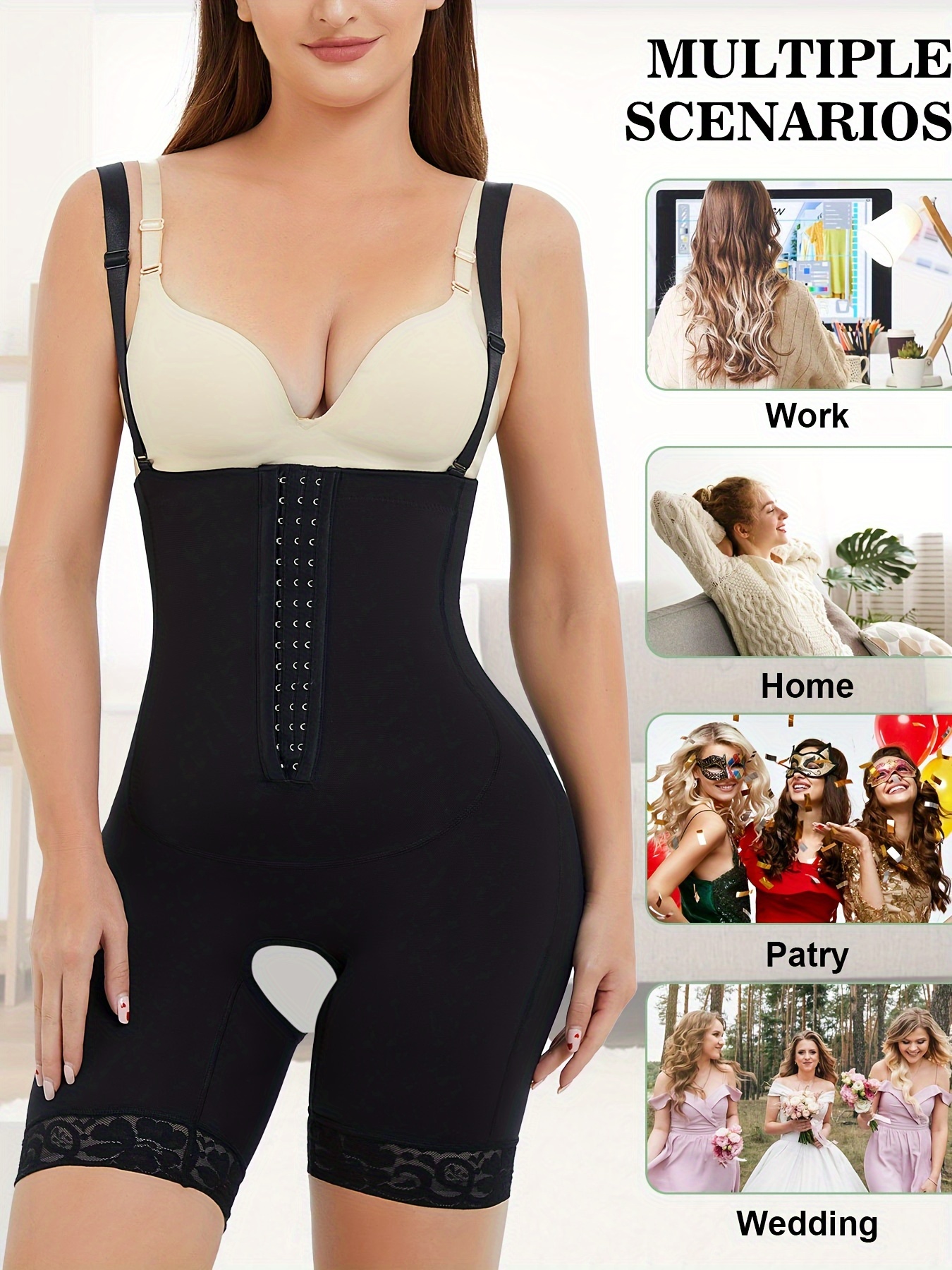 SCARBORO Shapewear Vest Bodysuit, Open Chest Butt Lifter Compression  Slimming Shapewear With Removable Hip Pads, Women's Underwear & Shapewear