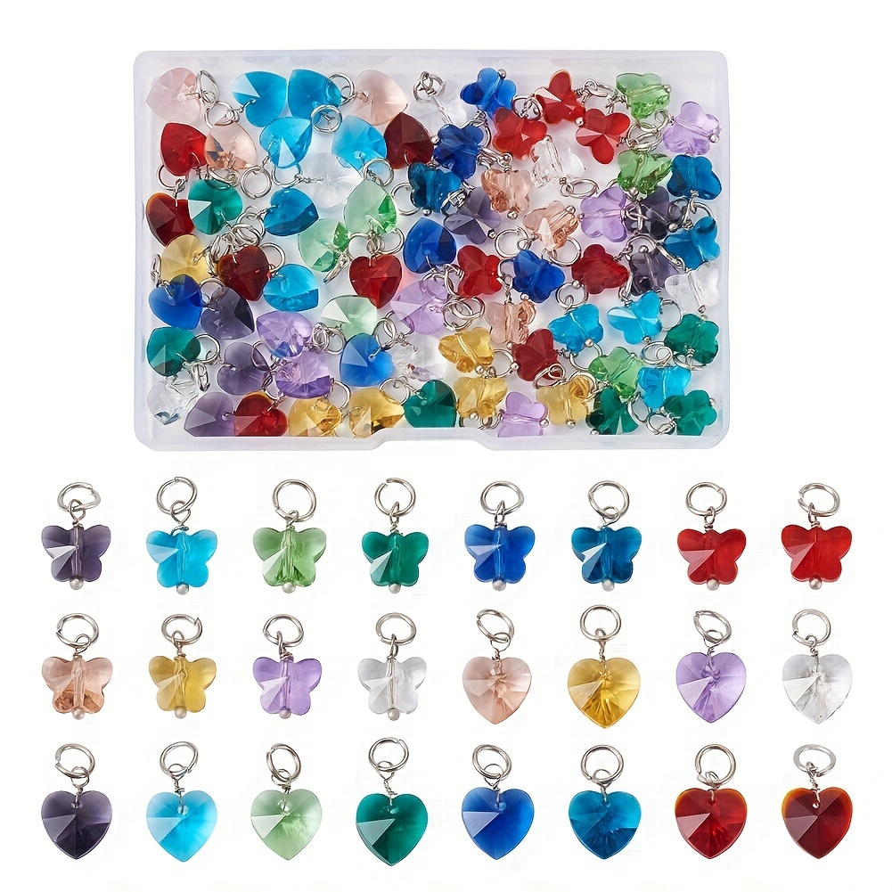 160pcs 8 Style Transparent Spray Painted Glass Beads With Glitter