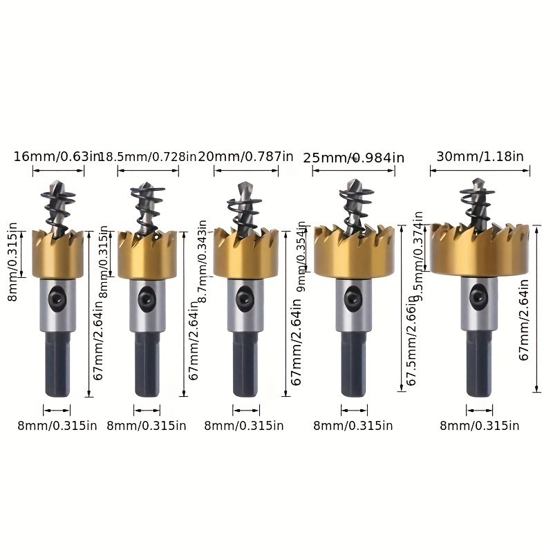 5個の高速鋼の鋸歯タッパーアルミプレート鉄板ドリルとチタンプレート