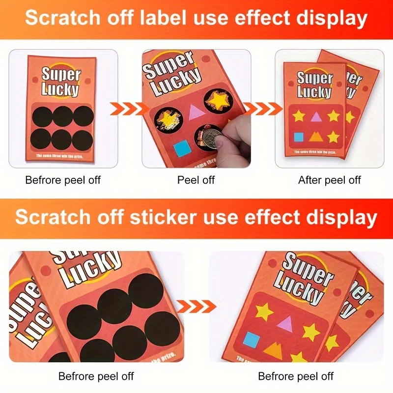Orange/Red 1 inch Round scratch off stickers