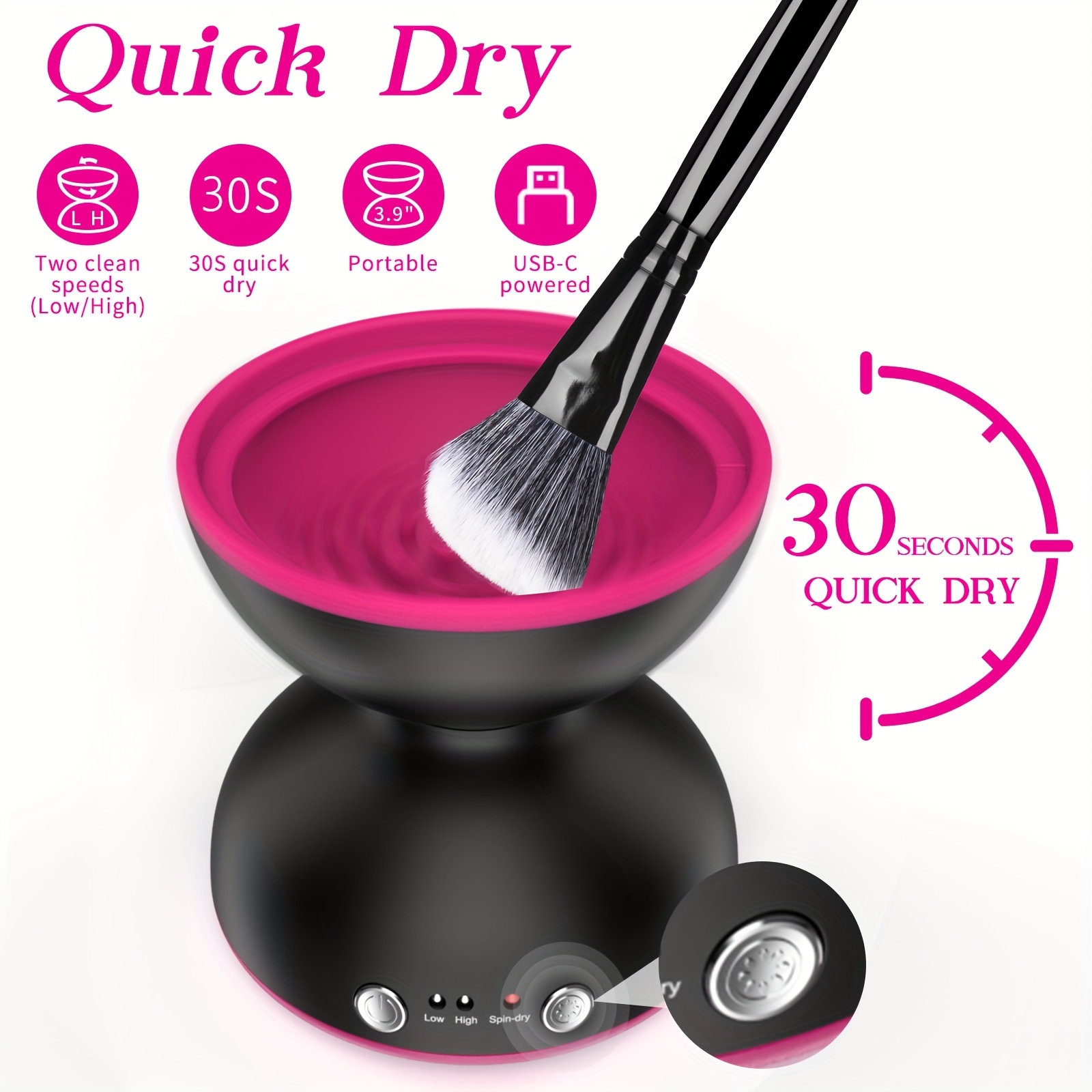 Electric Makeup Brush Cleaner Quick Wash Makeup Brushes Cleaning Tool  Automatic Brush Spinner Washing Tool Silicone Electric Brush Cleaner Charger