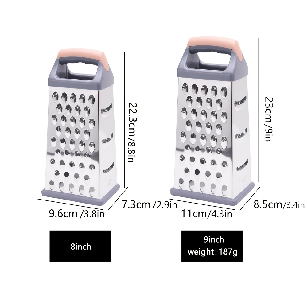 9 Inch Cheese Grater Box Sided Cheese Shredder Stainless Steel