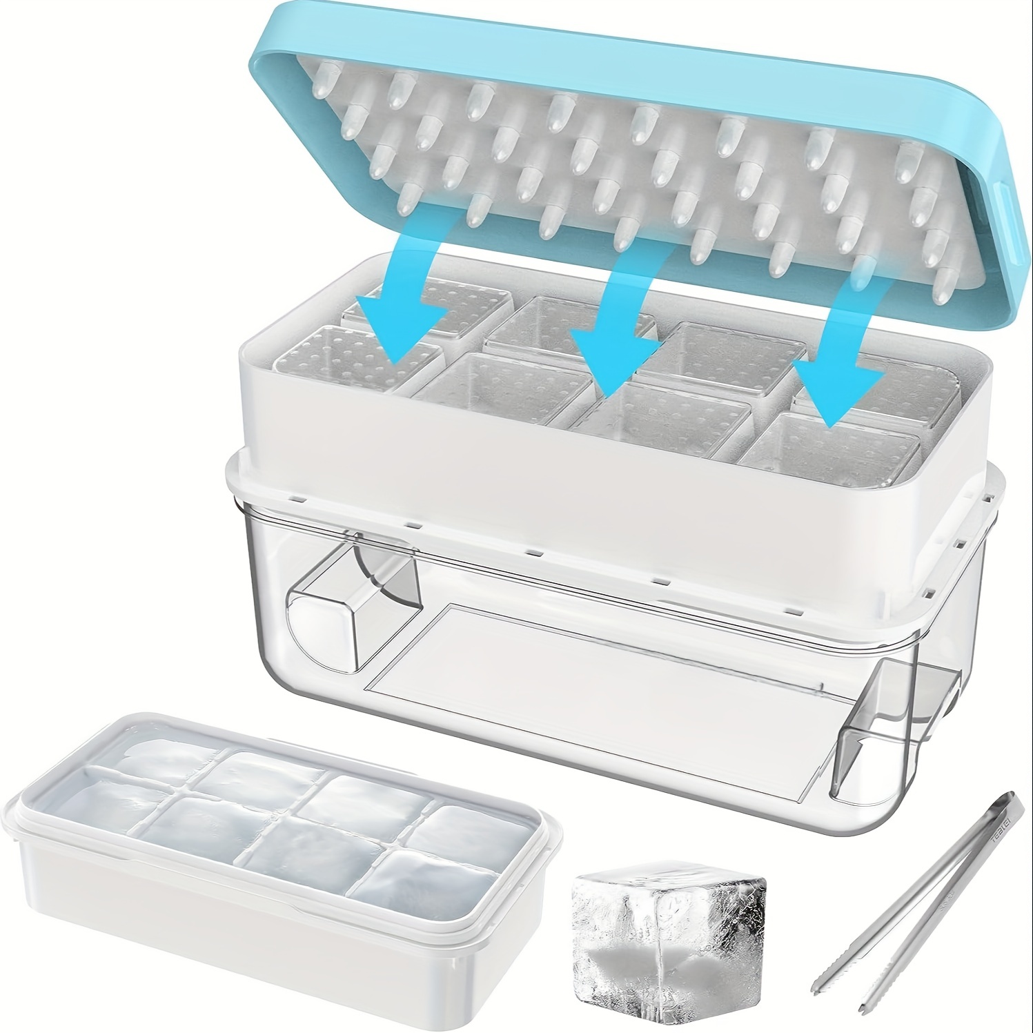 Ice Cube Tray With Lid, 3 Packs 18 Cubes, Silicone Large Ice Cube