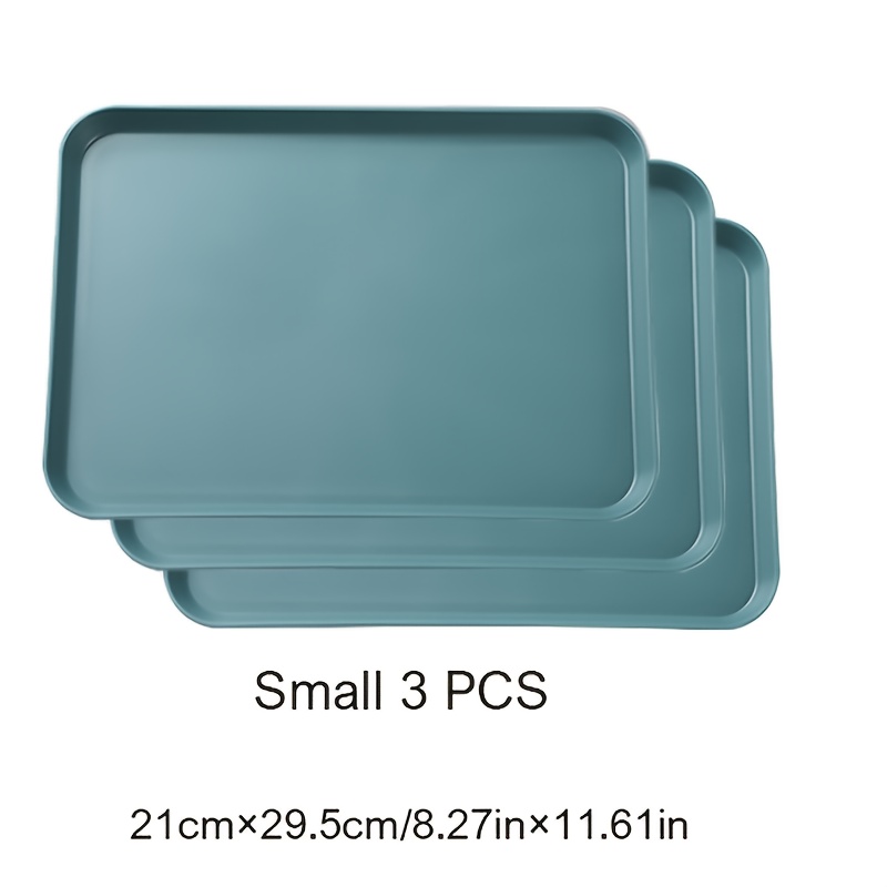 Pack Of 3 Plastic Serving Trays, Plastic Trays, Small Rectangular Trays For  Kitchen, Dining Room, Cafe, (pink, Grey, Grey-green)