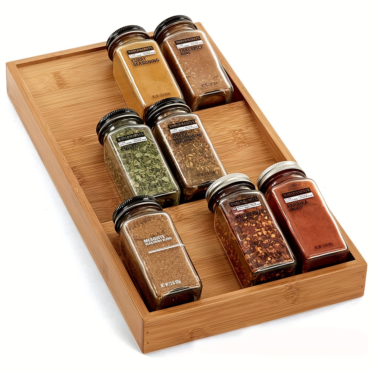 Bamboo In-Drawer Spice Organizer Tray