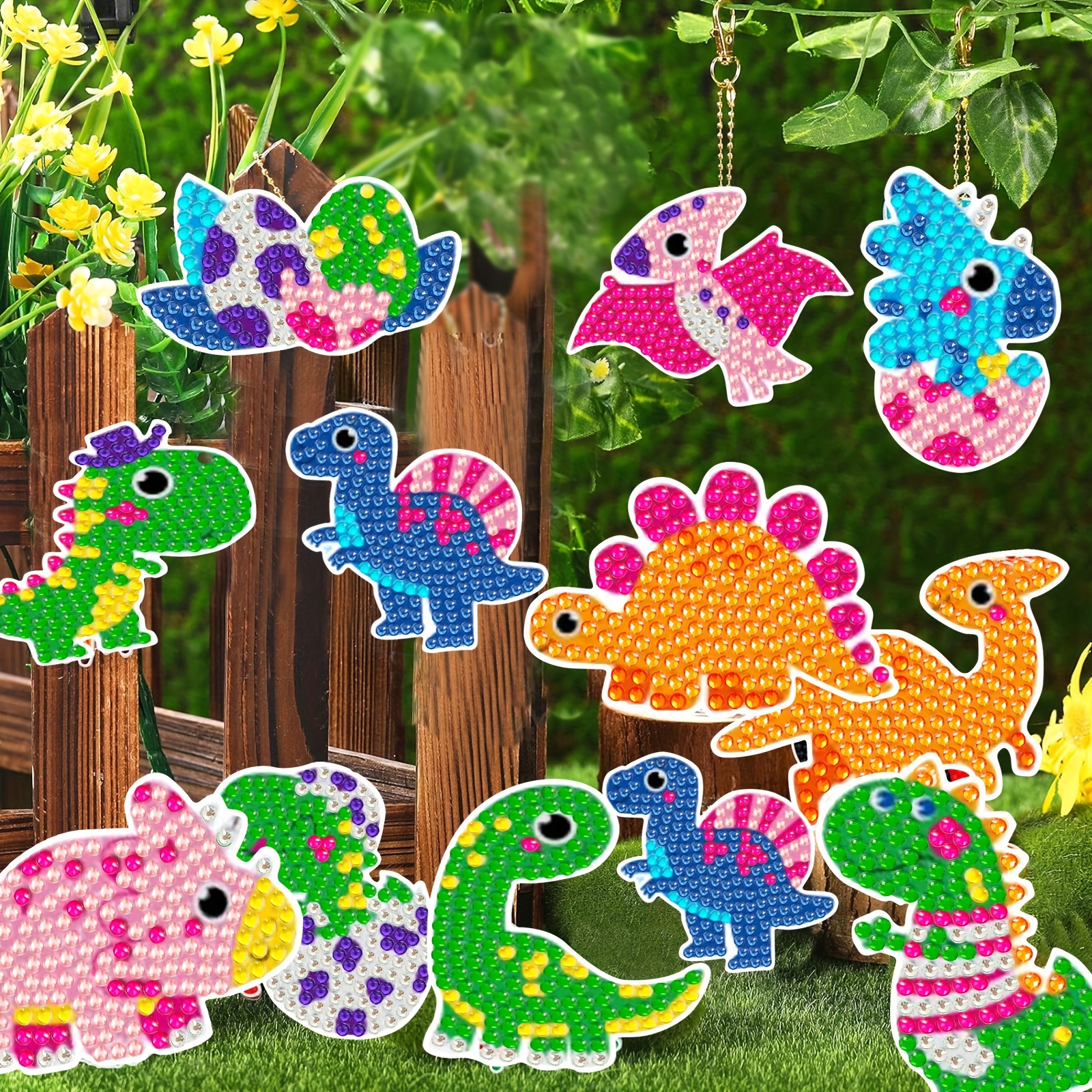 6pcs/set PMMA DIY Diamond Painting Sticker, Cartoon Dinosaur