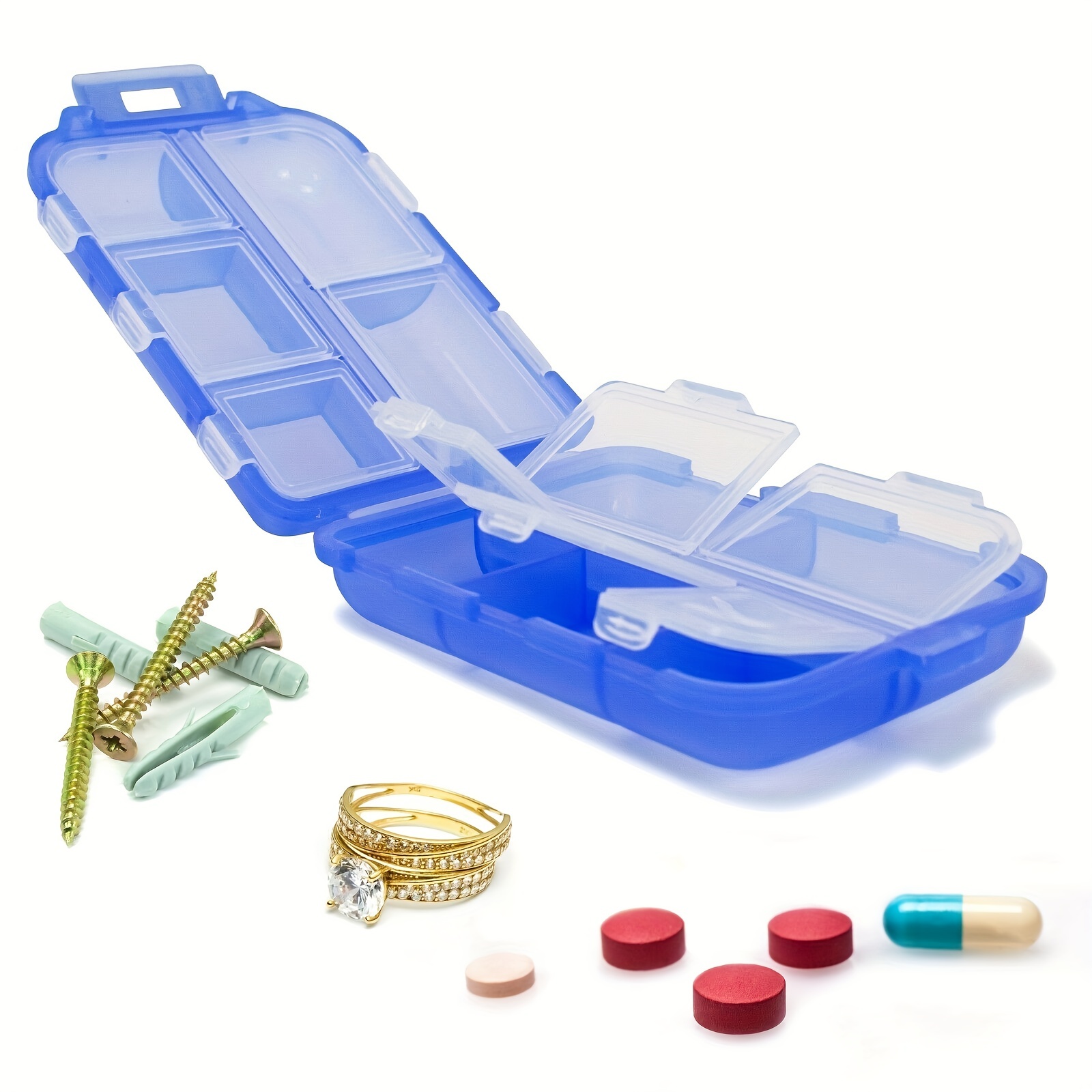 Portable Medicine Storage Box with 10 Compartments