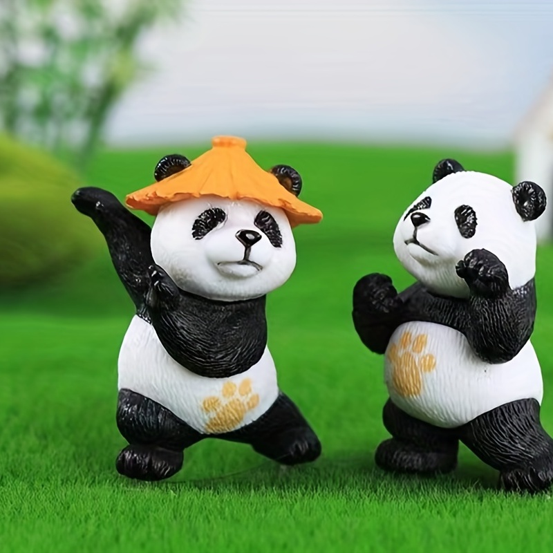 MINKUROW Panda Figure, 4 Pezzi Panda Ornamenti Cute Panda Figure Giardino  Micro Paesaggio Ornamento Bonsai Decor