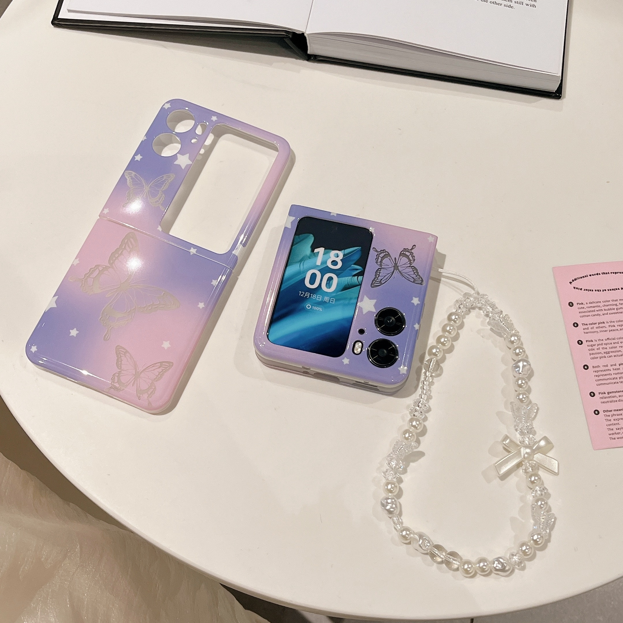 Love Pearl Bracelet Mobile Phone Case Is Suitable For Samsung Galaxy Z Fold  5 Solid Color For Find N2 Flip Back Cover