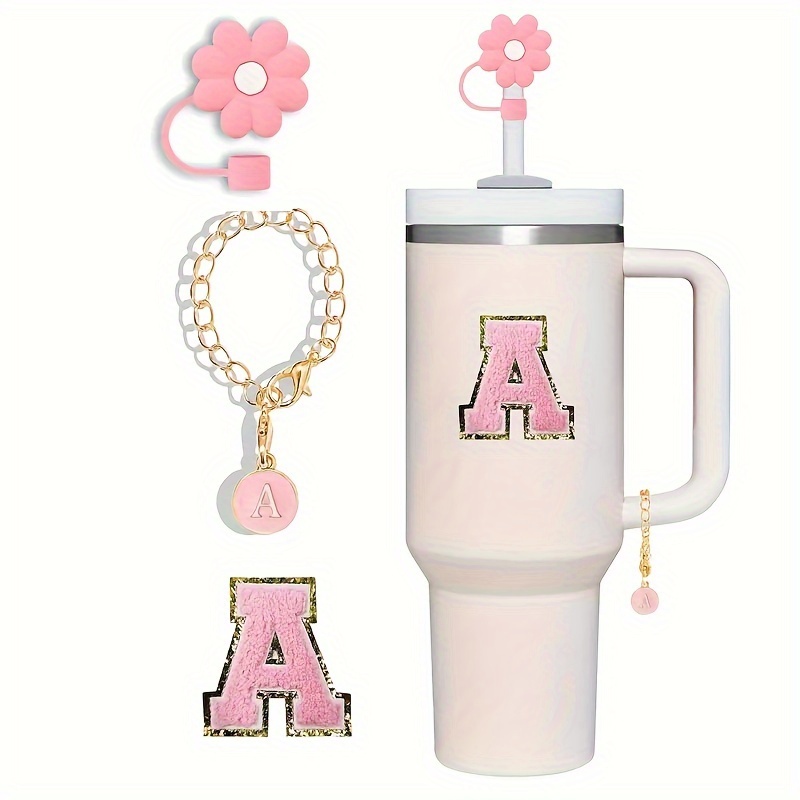 3pc/set Stanley Cup Accessories, Straw , Initial Letter Charm, And Chenille  Letter Patch For Stanley 30oz/40oz Tumbler, Don't Miss These Great Deals
