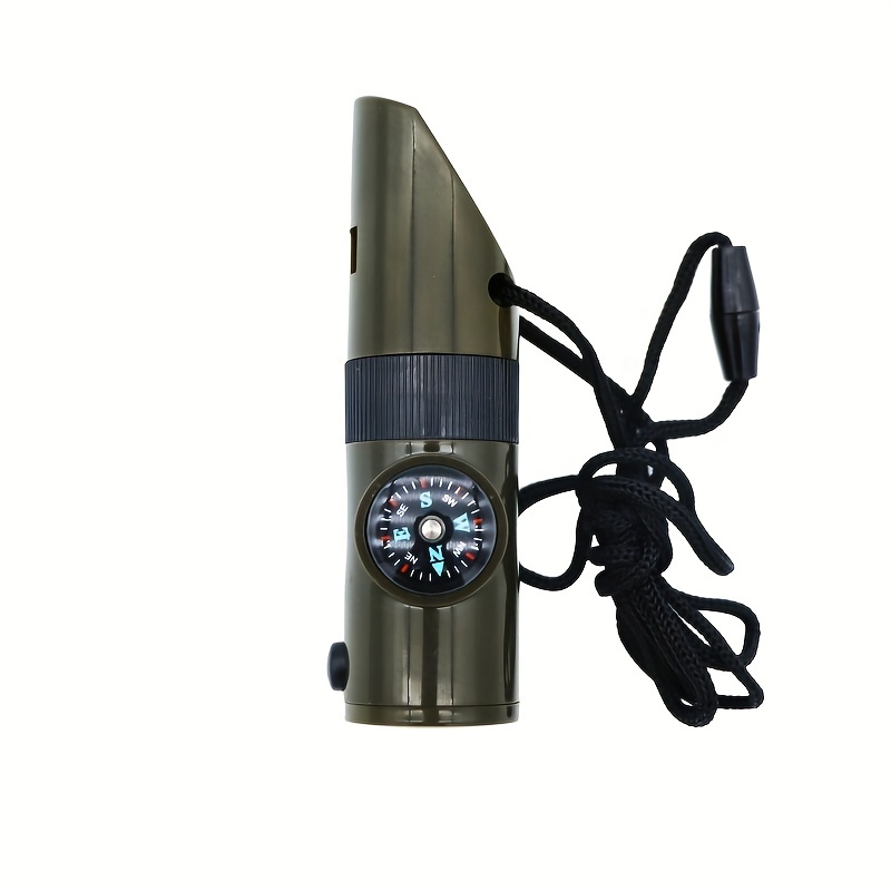 7 in 1 Survival Whistle Compass Thermometer LED Flashlight Mirror Magnifier