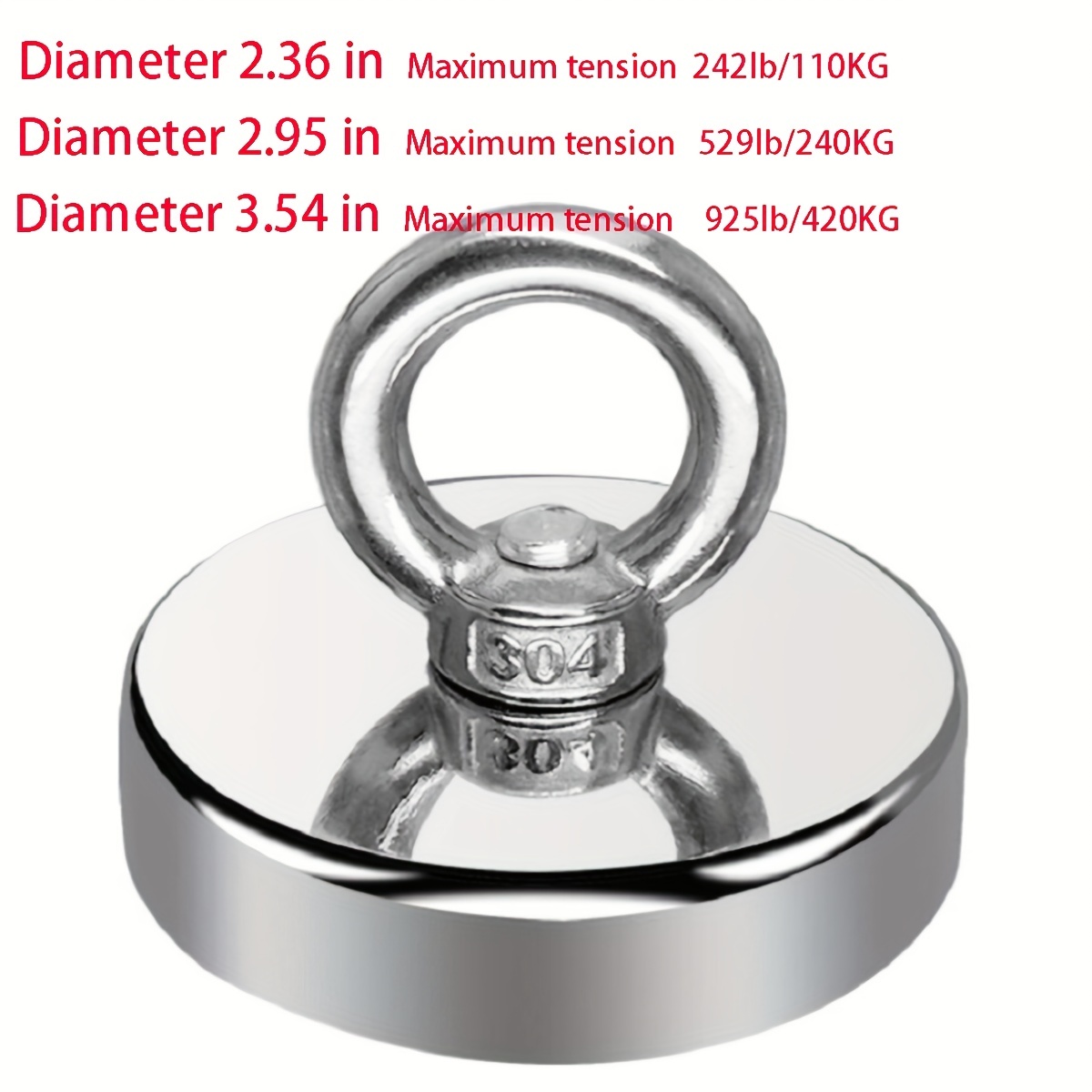 Super Strong Neodymium Fishing Magnets - Force Up To 600kg x 2 - Rare Earth Eyebolt Magnets - Pot Magnet With Eyelet - For Retrieving in River And