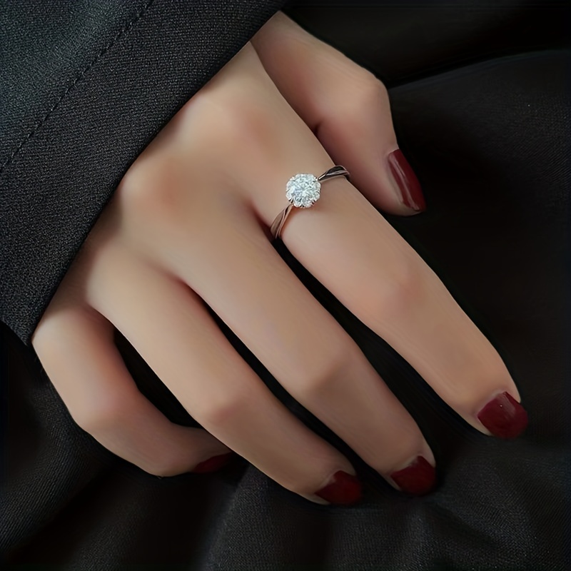 925 Sterling Silver Moissanite Sun Flower Adjustable Ring