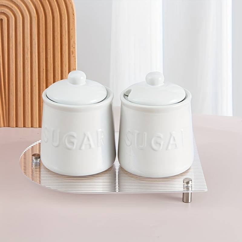 HAOTOP 12oz Sugar Bowl With Lid And Spoon,Ceramic Sugar Jar Sugar