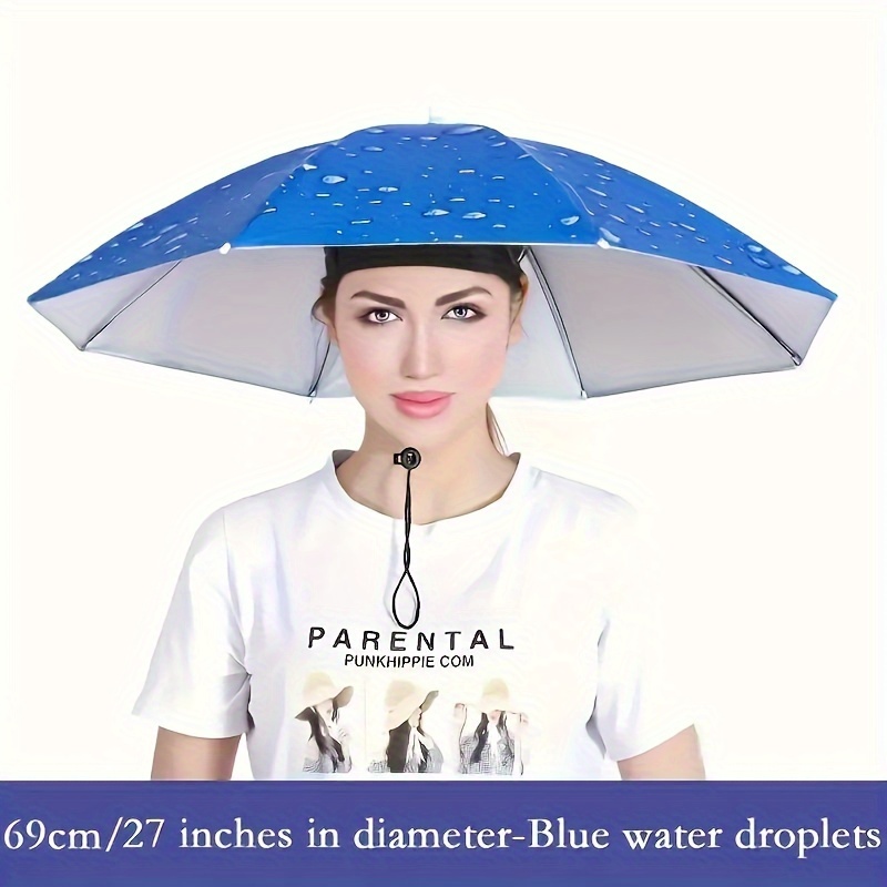Sombrero de paraguas, paraguas de cabeza plegable con diadema elástica  Gorra de paraguas de manos libres Sombrilla impermeable para pescar y  acampar en días soleados de lluvia (69 cm)(verde) : : Deportes