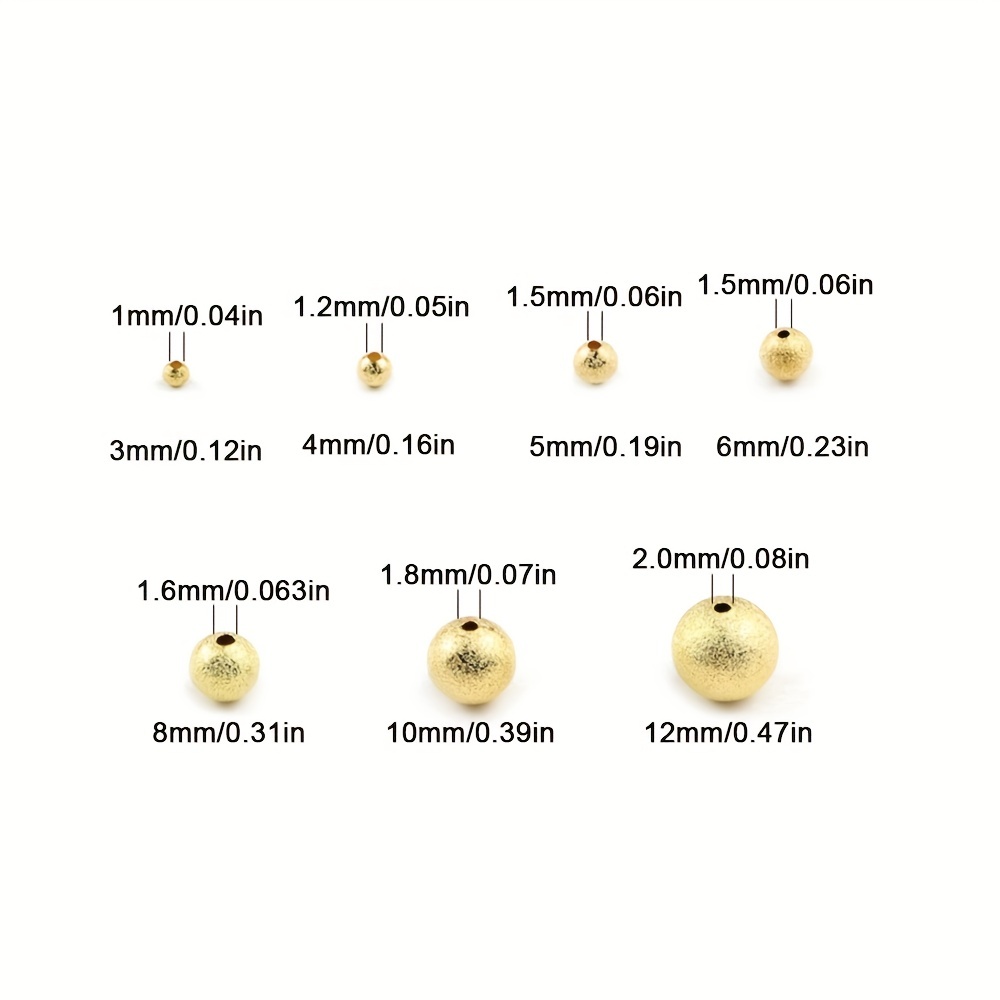 Jewelry making accessories Copper round beads Gold /silver Frosted beads  Spacer beads Straight hole beads Manual diy loose beads Specifications  4mm-10mm