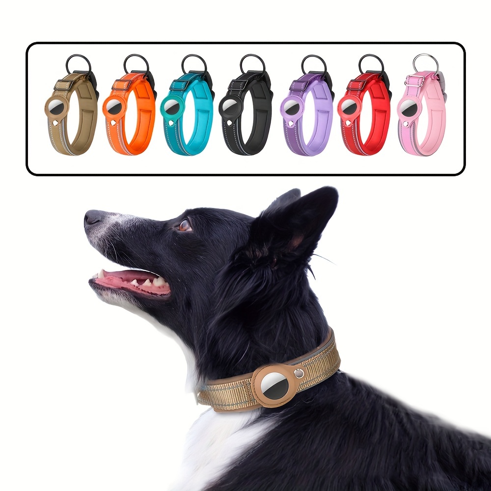 Airtag Collar para perros, soporte de collar para perros de cuero de vaca  natural ajustable compatible con Airtag