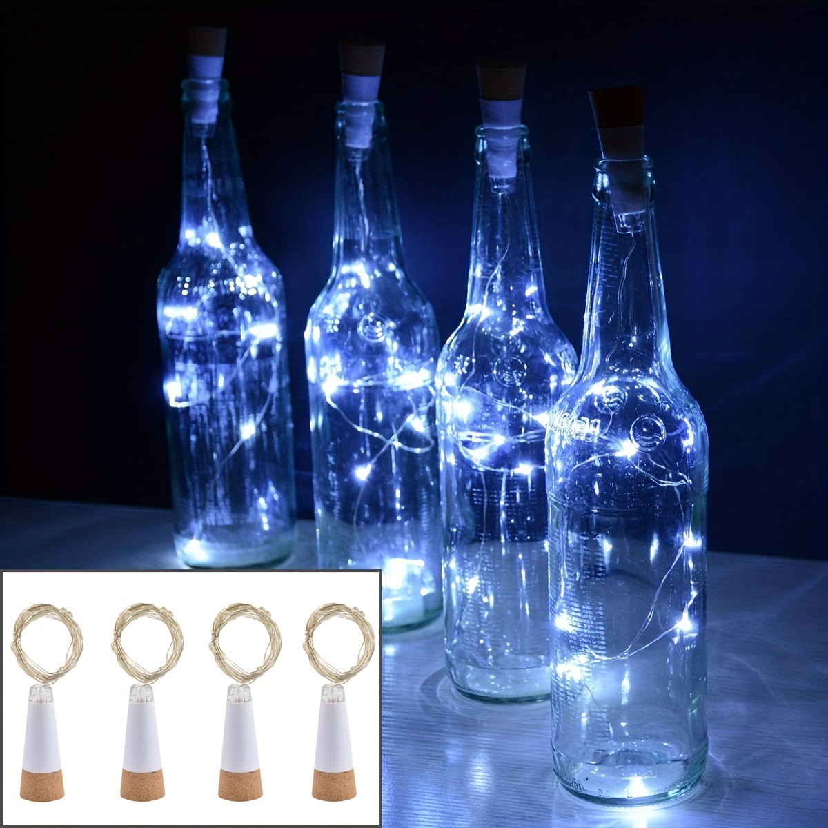 10 pièces LED bouteille de vin liège fil de cuivre guirlande