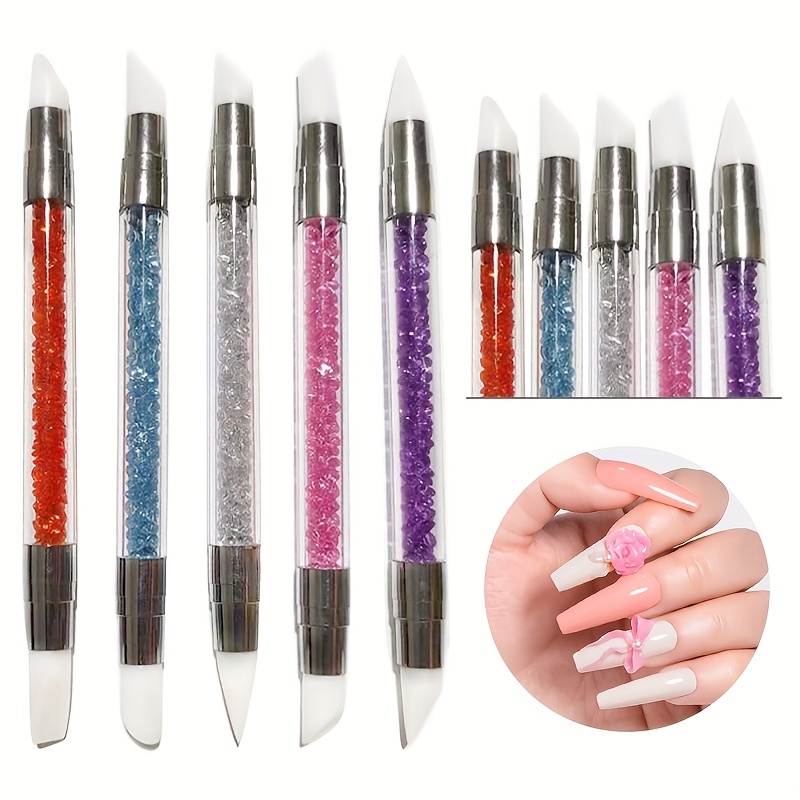  Nail Embossing Pen Nail Art Silicone Brushes for Home