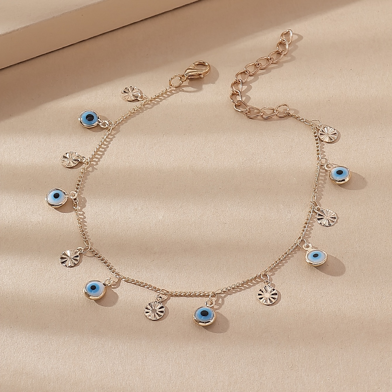 Boho Style Charm Anklet with Devil's Eye Pendant