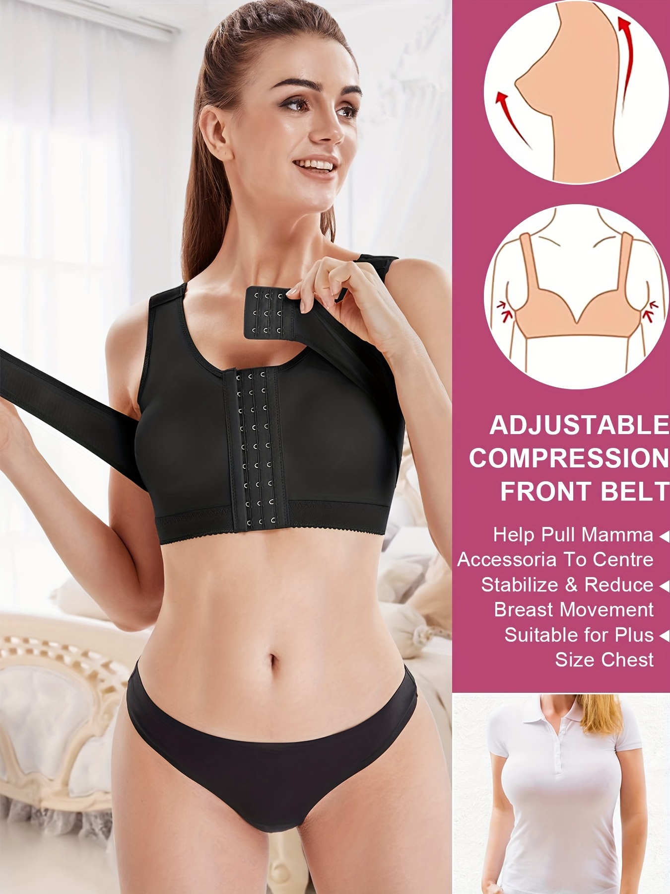 Leonisa Post Surgery Wireless Bra with Front Closure - Posture Corrector  Surgical Bras Beige at  Women's Clothing store