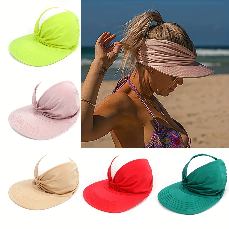 Empty Top Sun Protection Wide Brim Hat, Elastic Outdoor Travel Sun Hat, Fishing Hat, Women's Hat,Temu