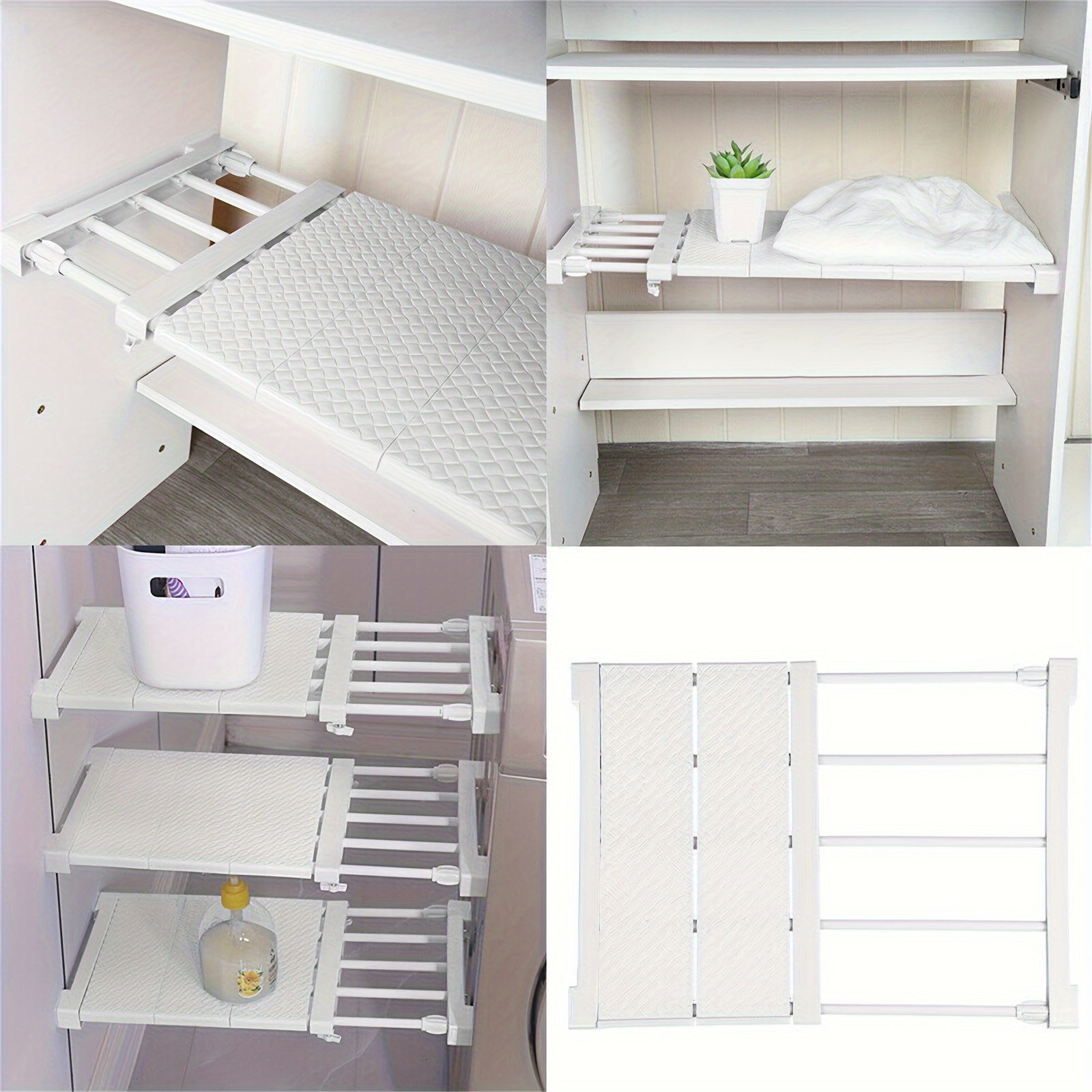Organizador de armario ajustable, estante de almacenamiento montado en la  pared, estante de cocina que ahorra espacio, estantes decorativos (blanco