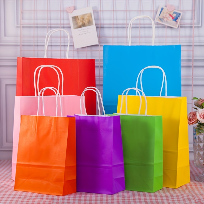 Medium White Kraft Paper Bags With Handles Bulk Gift Bags - Temu