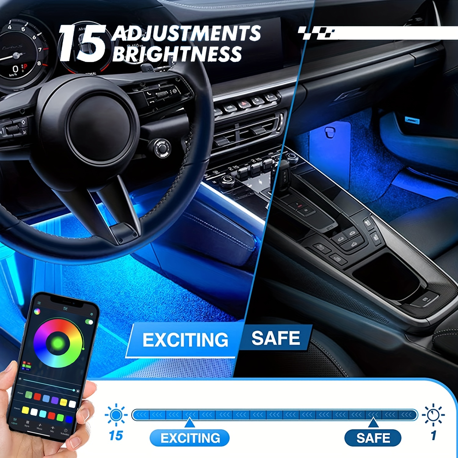 Upgrade Car 48 Leds Rgb Interior Lights App Control Diy - Temu