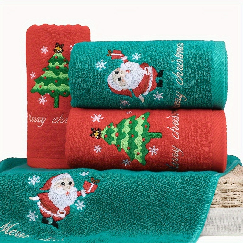 Christmas Tree Pattern Towel Set Soft Hand Towel Bath Towel - Temu