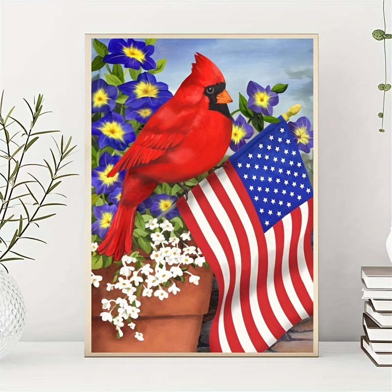 Frameless 5d Diamond Painting Set American Flag Dog Diamond - Temu