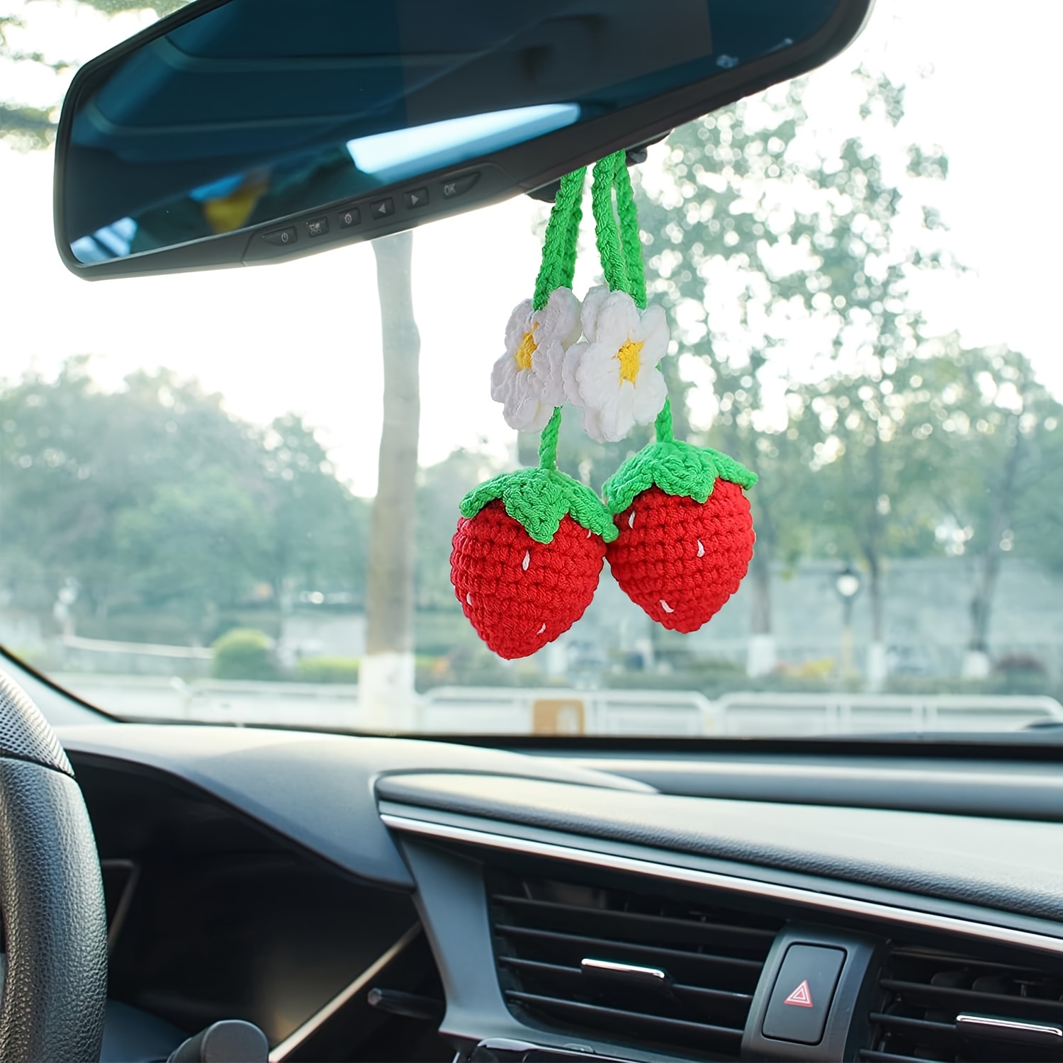 Nette Erdbeere Häkeln Auto Spiegel Hängen Ornament Handgemachte