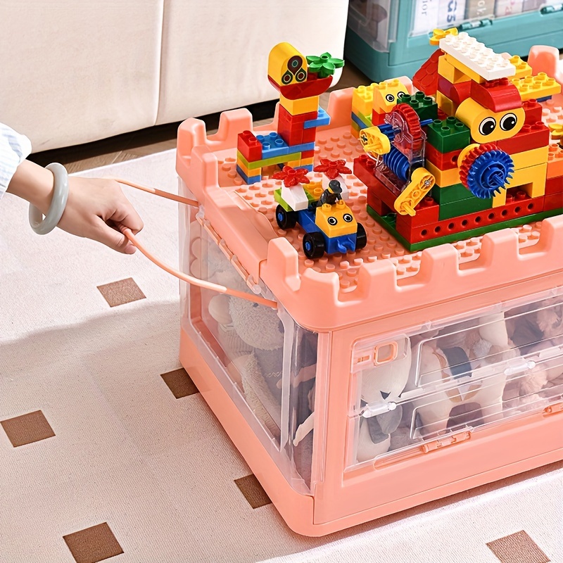 Storage Containers with Building Plate Lid for Lego, Acrylic Stack-able  Organizer Bin Lego Chest, Brick Toy Storage Organizer with handle, Lego Bin