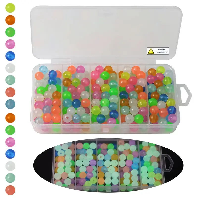 200/500pcs Glow Fishing Beads Assorted Set, 6mm Plastic Beads For Fishing  Rigs, Fishing Line Rig Bead For Freshwater Saltwater Fishing