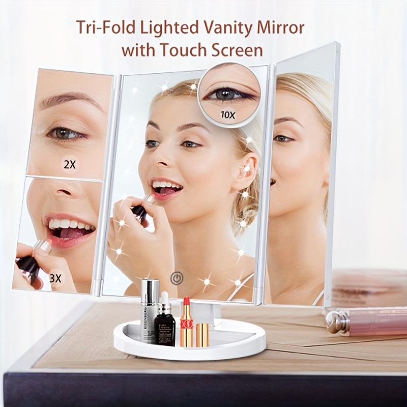 Miroir De Maquillage Avec Lumière Miroir De Courtoisie À - Temu