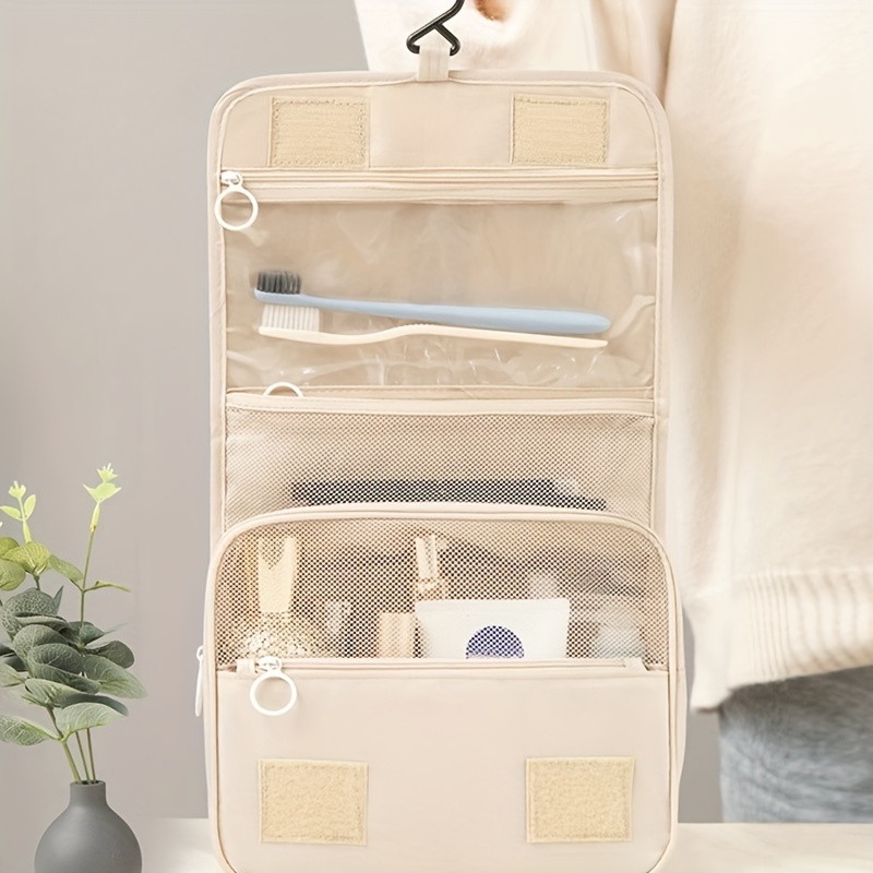 BAGSMART Neceser para mujer, organizador de artículos de tocador de viaje  con gancho para colgar, bolsa de maquillaje cosmética resistente al agua