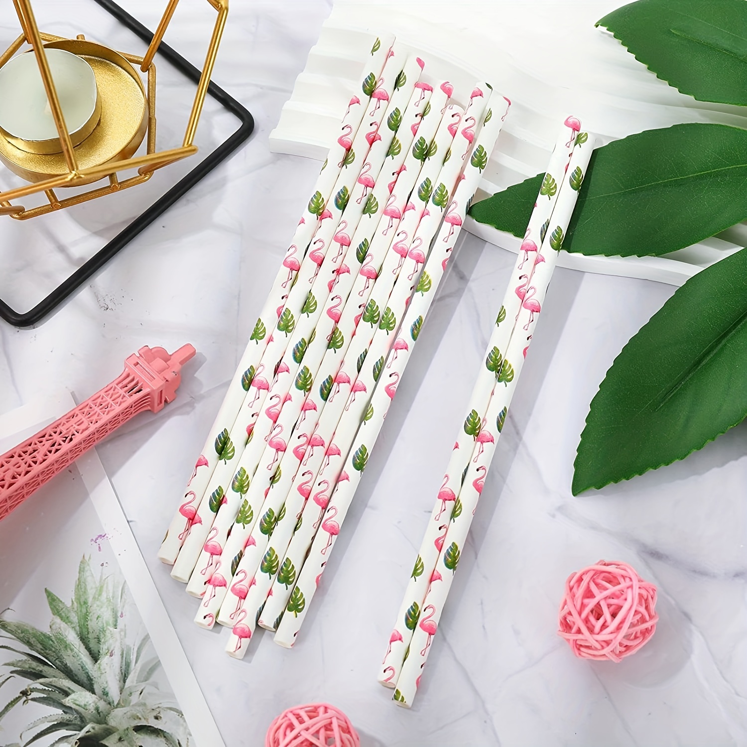 10/20/100Pcs Flamingo Cocktail Drinking Straw Hawaiian Party Theme  Decoration