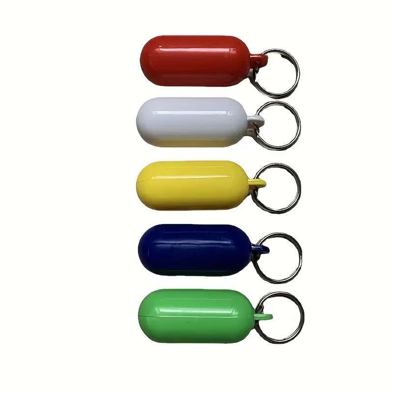 Temu 1pc Plastic Floating Keychain Pill Shaped Floating Key Chain Ring Pendant for Boating Fishing Kayak Surfing Sailing Outdoor Sports Accessories,1PCS