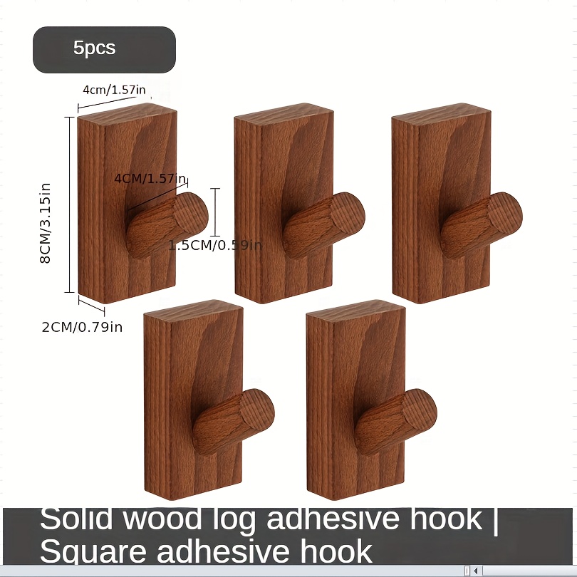 Wood Wall Hooks,Coat Hooks,Adhesive Hooks Hat Hook,Wooden Coat