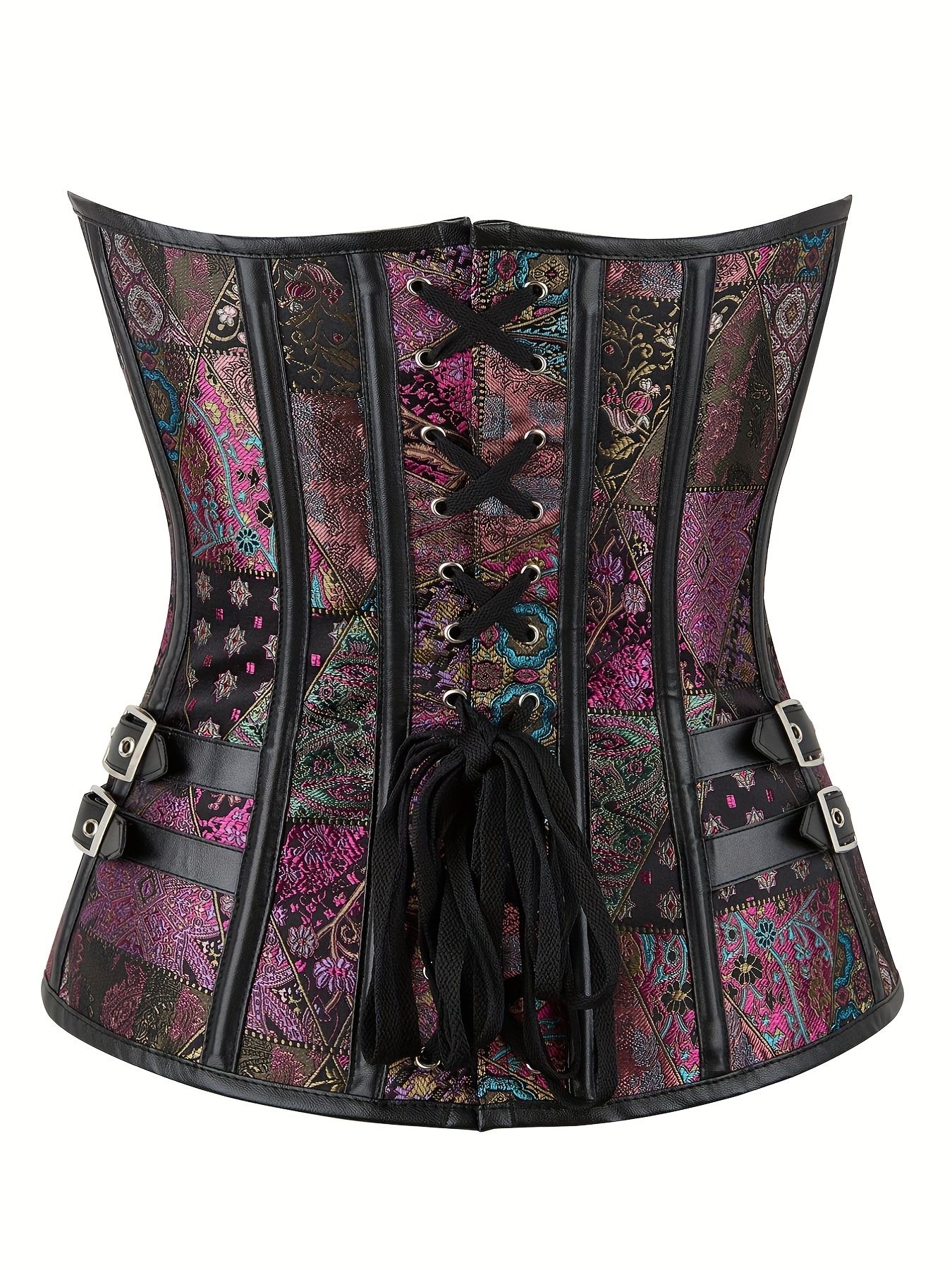 cult Vintage 80s corset top black lace pink ribbon bustier girdle