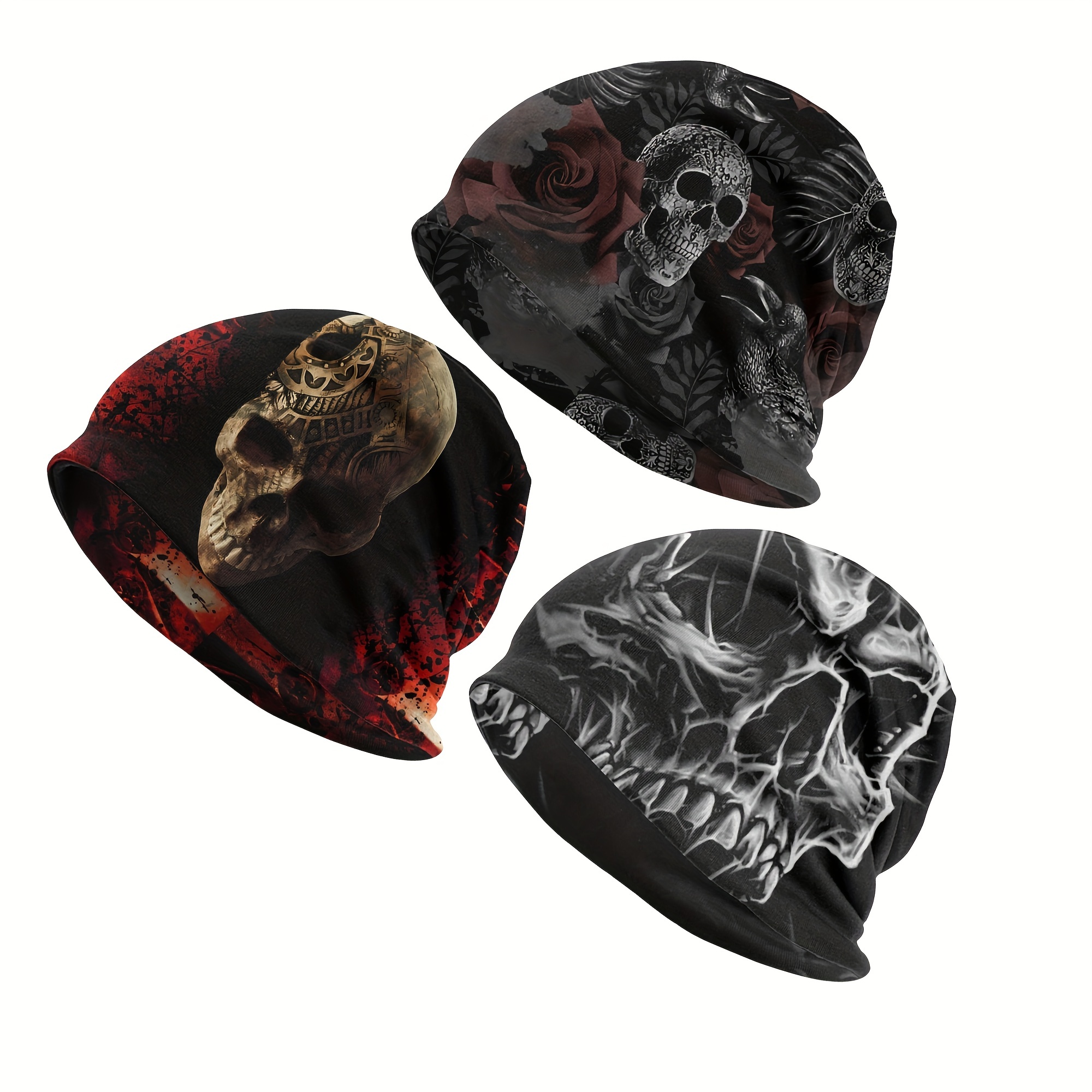 

1pc Gothic Skull Bonnet Hats Men' Thin Windproof Skullies Beanies Hat For Autumn Spring, Ideal Choice For Gifts