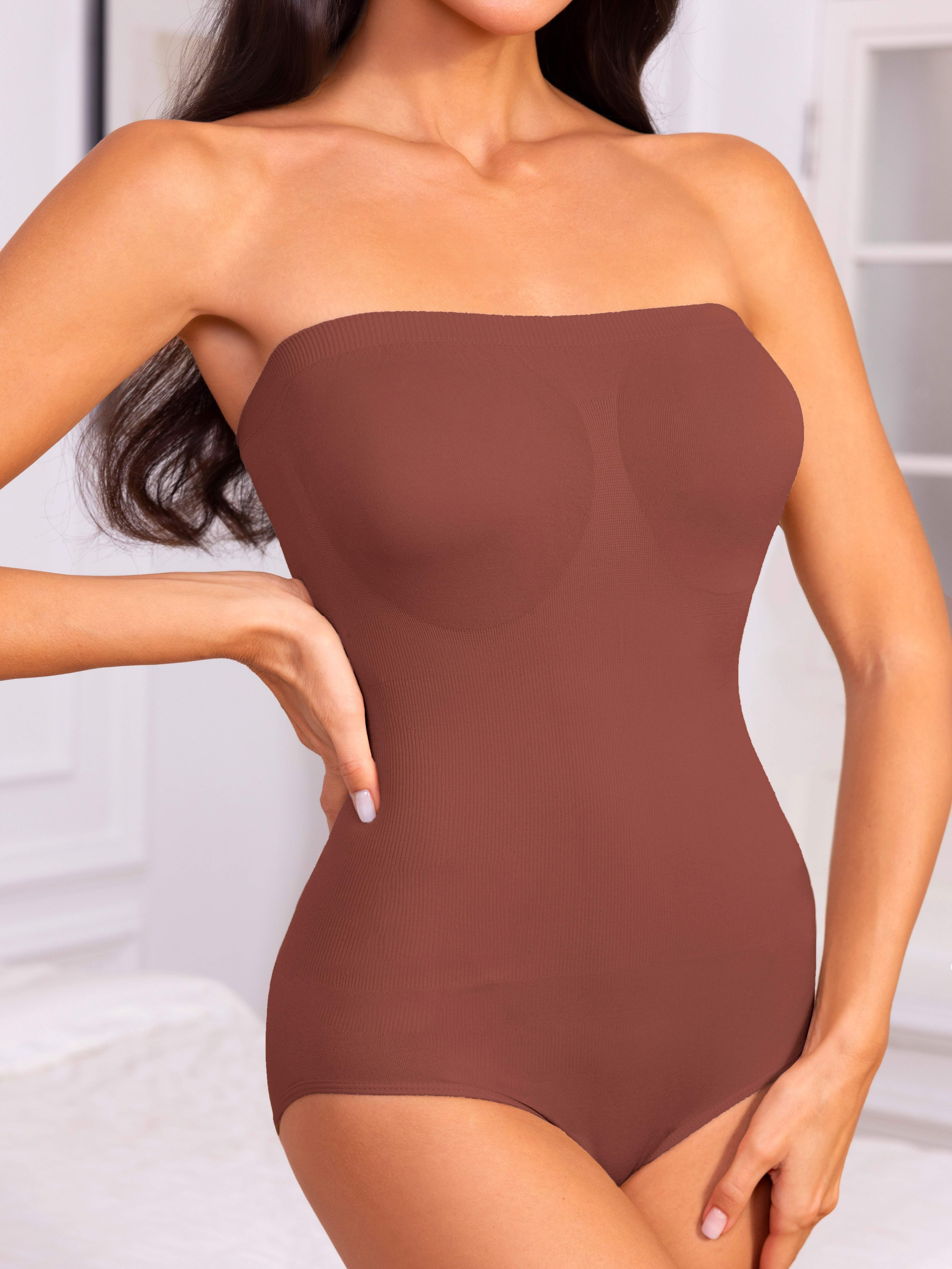 SHAPEDX Strapless Shortie Bodysuit for Women Tummy Control