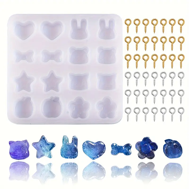 1Pc DIY White Silicone Molds Resin Casting Pendant Molds And 200Pcs Iron  Screw Eye Pin Peg Bails For UV Resin Epoxy Resin Jewelry Making