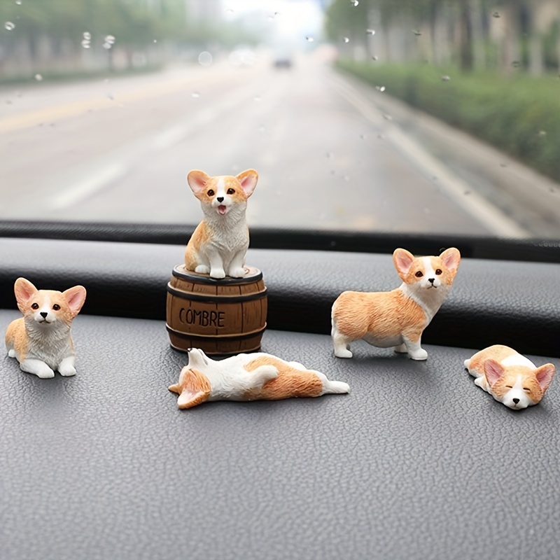 Kawaii Car Decoration Animal Wood Carving Cute Dog Corgi Figurines Gadgets Auto  Accessories Interiors Woman Dashboard Ornaments - AliExpress