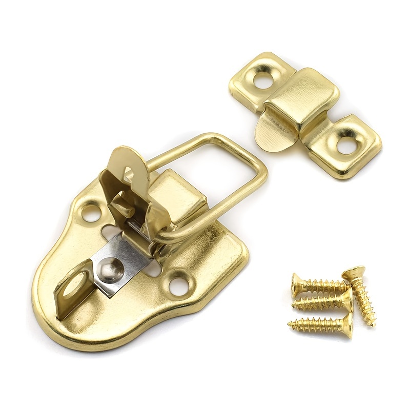 Dophee Toggle Catch Lock 0.98x0.79 Gold Retro Style Iron Hasp Wood Chest Lock Latch Clasp with Screws for Jewellery Box Suitcase Chest Decoration